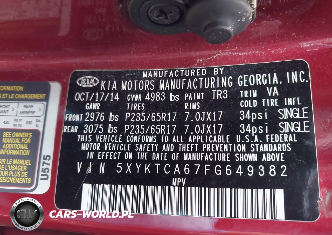 2015 Kia Sorento Lx VIN:5XYKTCA67FG649382 - 9