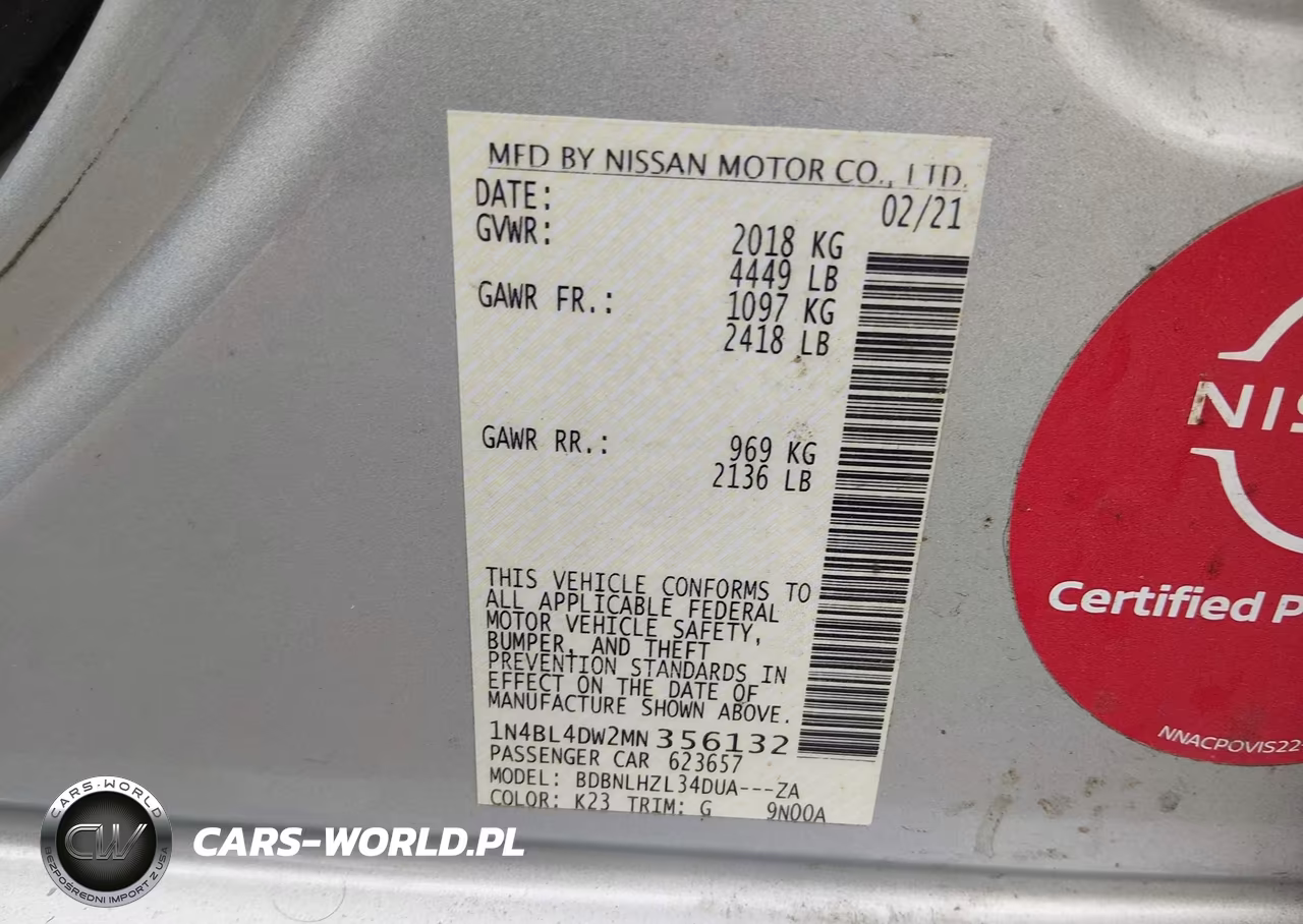 2021 Nissan Altima Sv Intelligent Awd VIN:1N4BL4DW2MN356132 - 9