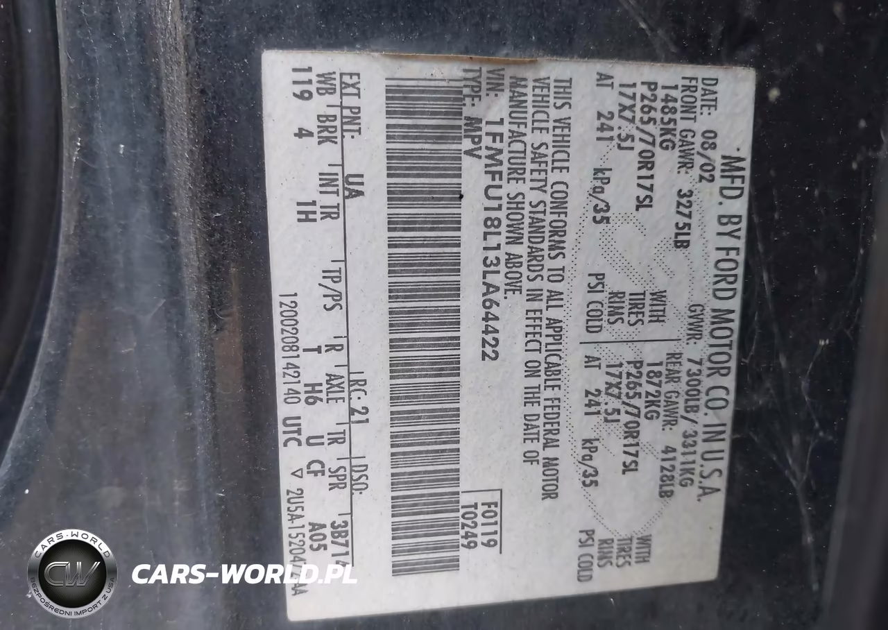 2003 Ford Expedition Eddie Bauer VIN:1FMFU18L13LA64422 - 9