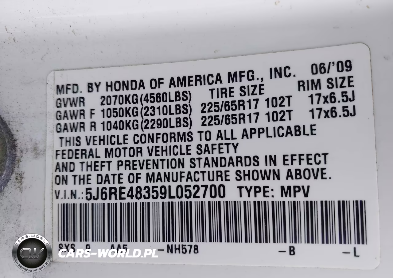 2009 Honda Cr-V Lx VIN:5J6RE48359L052700 - 9