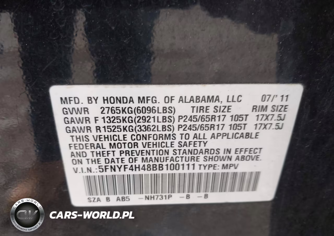 2011 Honda Pilot Ex VIN:5FNYF4H48BB100111 - 9