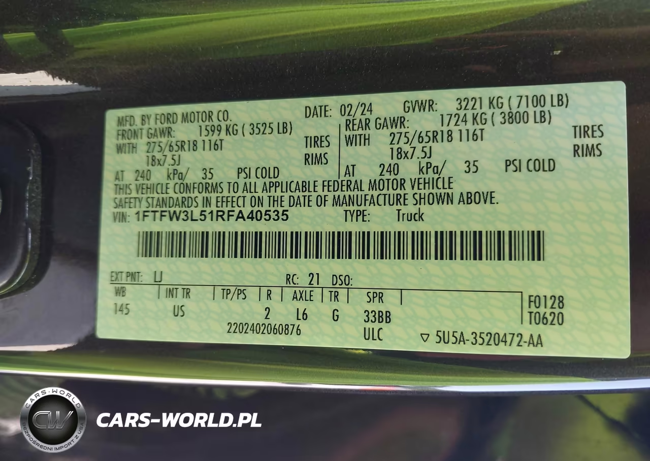 2024 Ford F-150 Xlt VIN:1FTFW3L51RFA40535 - 9