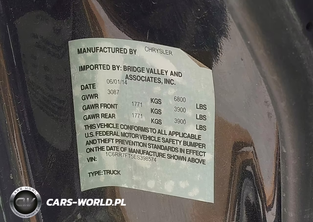 2014 Ram 1500 St VIN:1C6RR7FT5ES398574 - 9