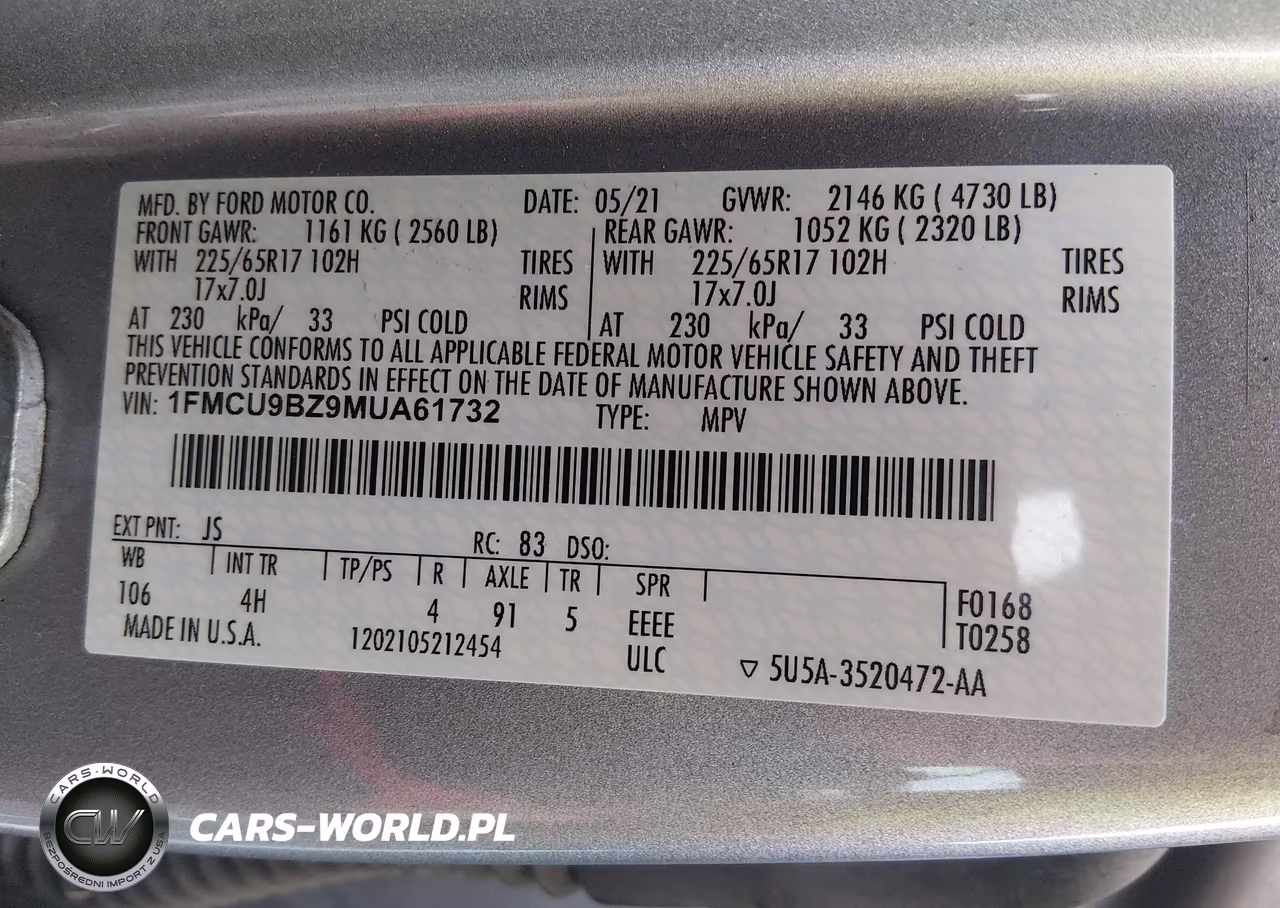2021 Ford Escape Se Hybrid VIN:1FMCU9BZ9MUA61732 - 9