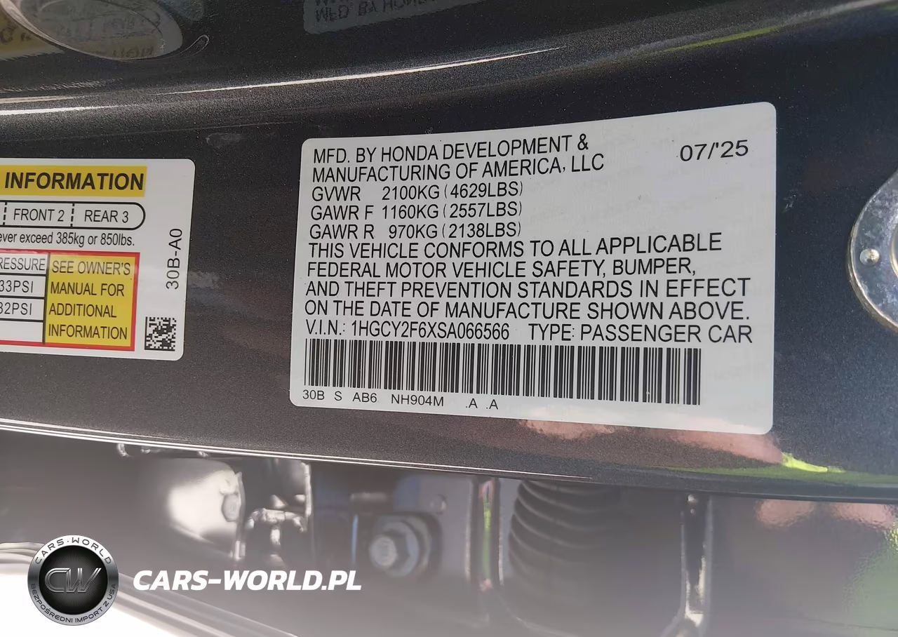 2025 Honda Accord Hybrid Ex-L VIN:1HGCY2F6XSA066566 - 9