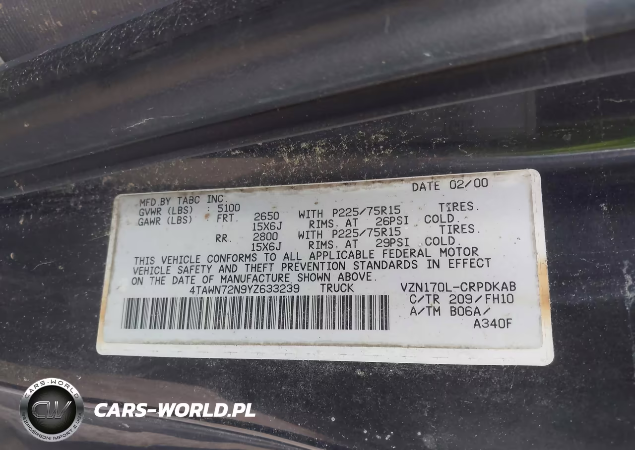 2000 Toyota Tacoma Base V6 VIN:4TAWN72N9YZ633239 - 9