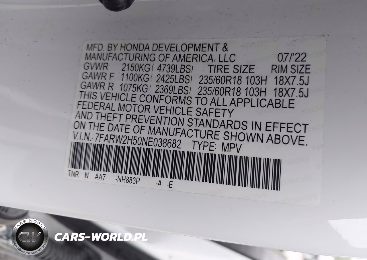 2022 Honda Cr-V Awd Ex VIN:7FARW2H50NE038682 - 9