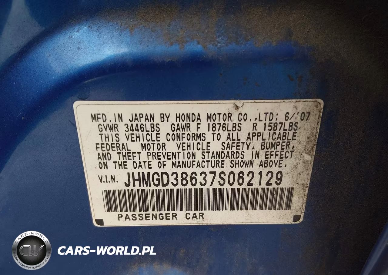 2007 Honda Fit Sport VIN:JHMGD38637S062129 - 9