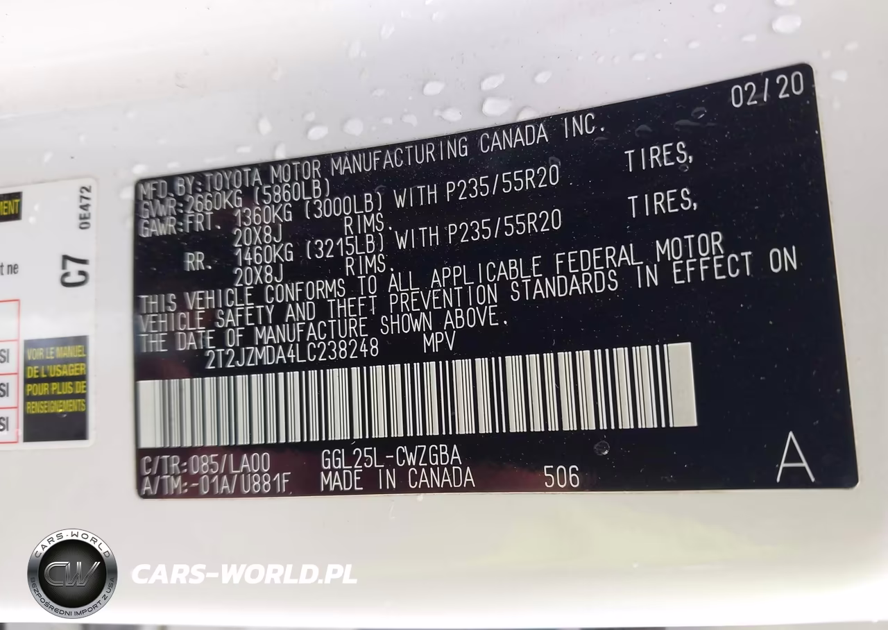 2020 Lexus Rx 350 VIN:2T2JZMDA4LC238248 - 9