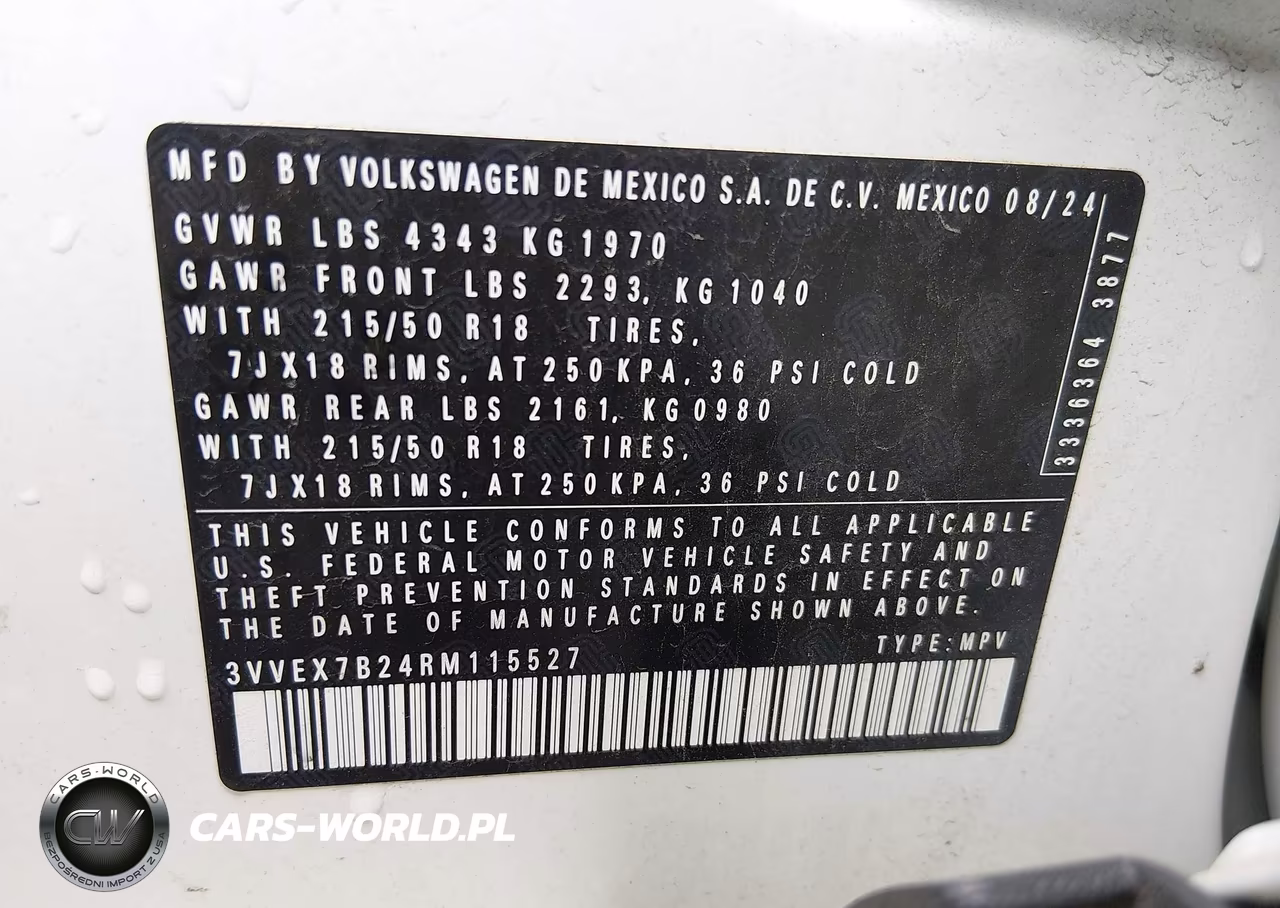 2024 Volkswagen Taos 1.5T Se VIN:3VVEX7B24RM115527 - 9