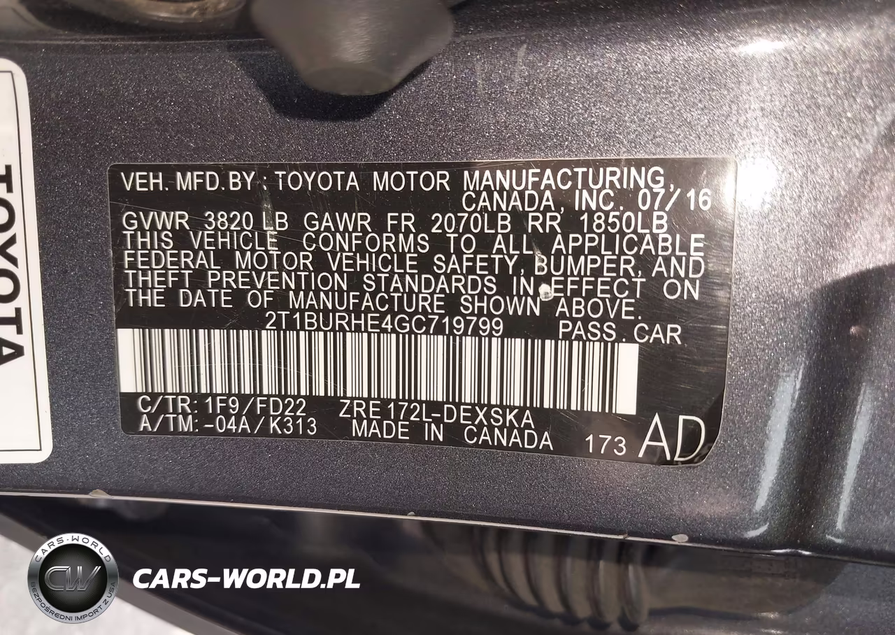 2016 Toyota Corolla S Plus VIN:2T1BURHE4GC719799 - 9