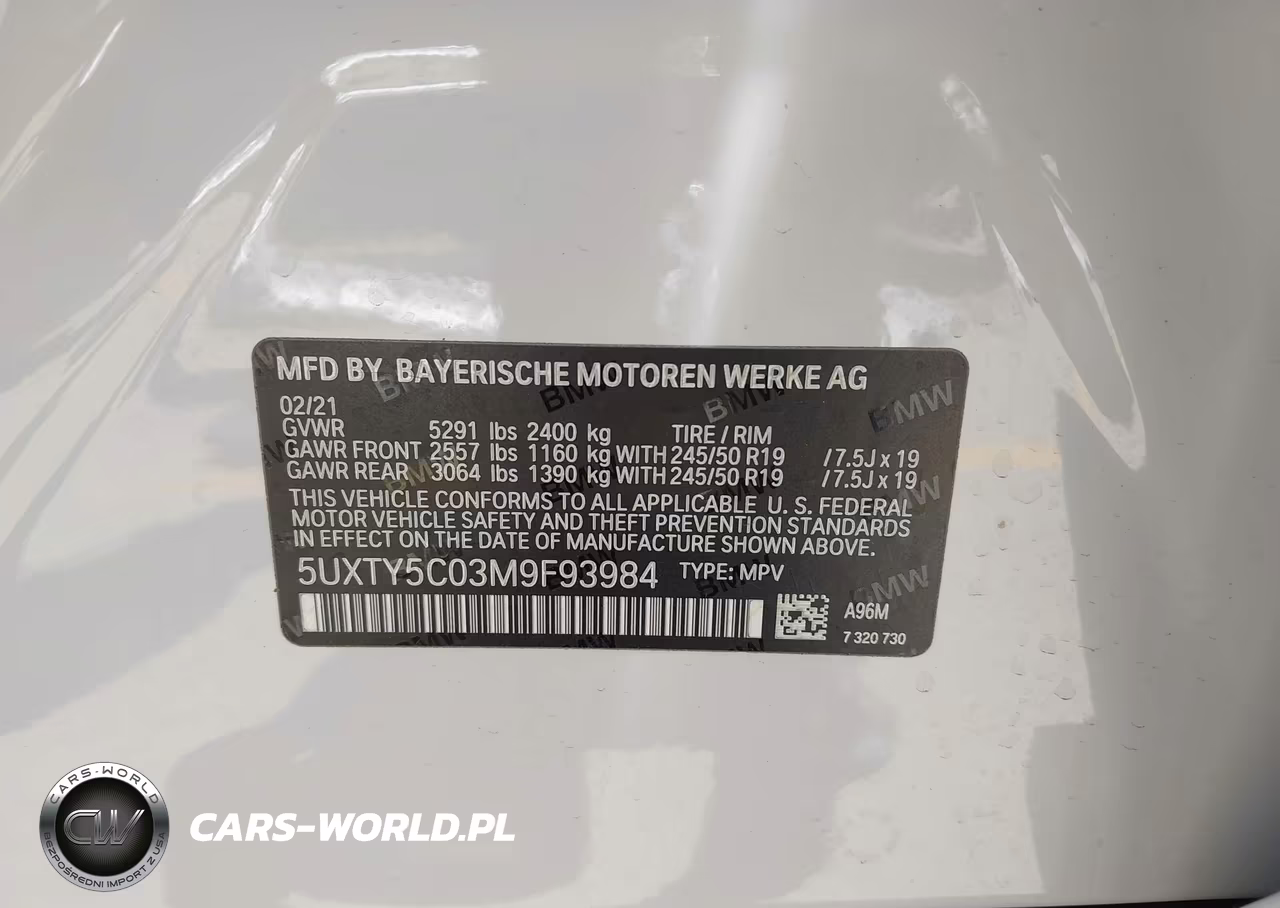 2021 BMW X3 xDrive30I VIN:5UXTY5C03M9F93984 - 9