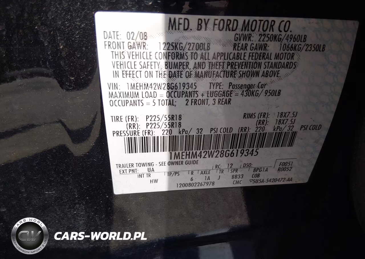 2008 Mercury Sable Premier VIN:1MEHM42W28G619345 - 9