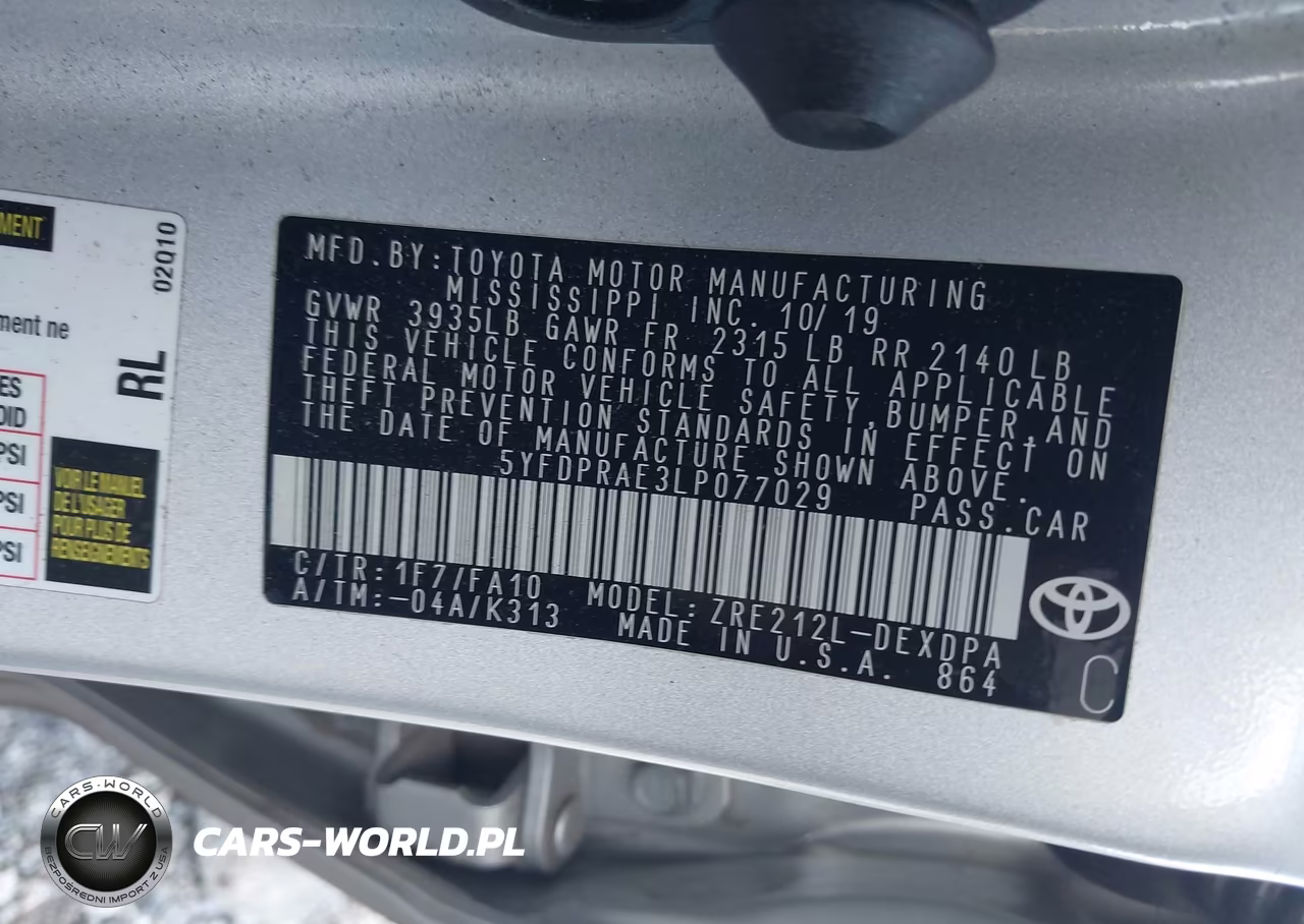 2020 Toyota Corolla L VIN:5YFDPRAE3LP077029 - 9
