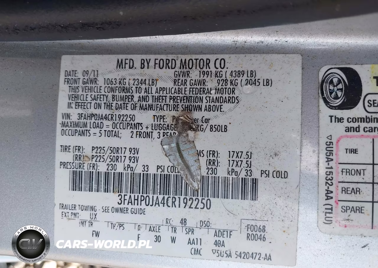 2012 Ford Fusion Sel VIN:3FAHP0JA4CR192250 - 9