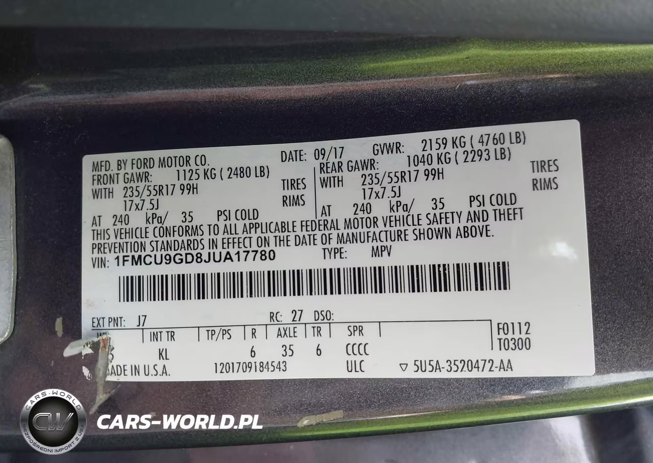 2018 Ford Escape Se VIN:1FMCU9GD8JUA17780 - 9