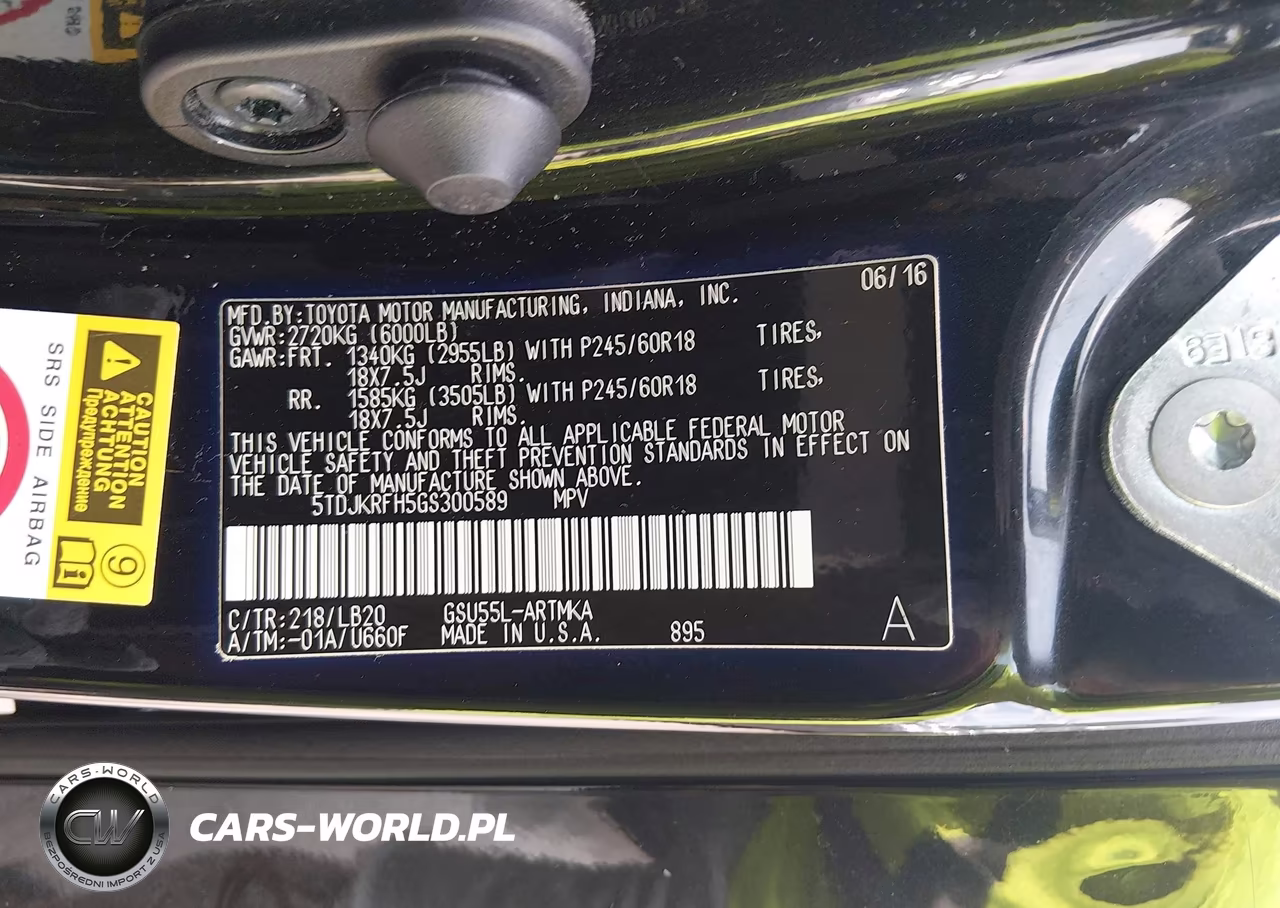 2016 Toyota Highlander Xle V6 VIN:5TDJKRFH5GS300589 - 9