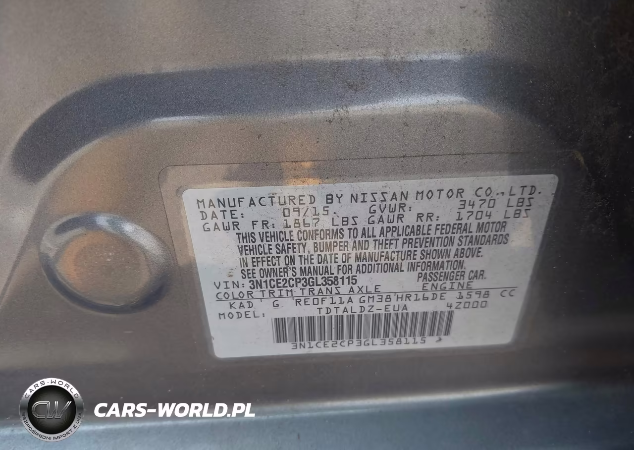 2016 Nissan Versa Note S (Sr)-S Plus-Sl-Sr-Sv VIN:3N1CE2CP3GL358115 - 9