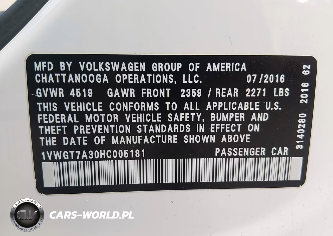 2017 Volkswagen Passat 1.8T Se VIN:1VWGT7A30HC005181 - 9