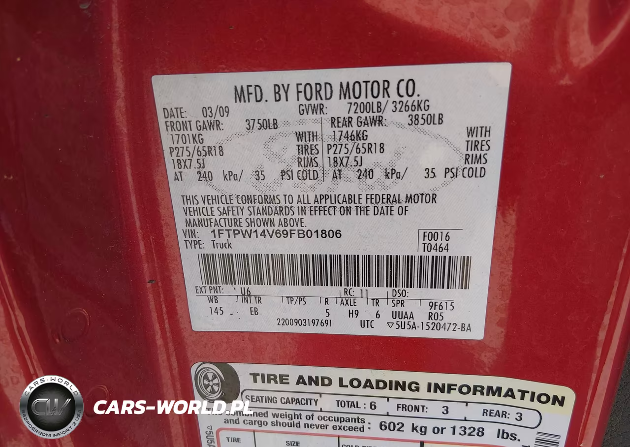 2009 Ford F-150 Fx4-King Ranch-Lariat-Platinum-Xl-Xlt VIN:1FTPW14V69FB01806 - 9