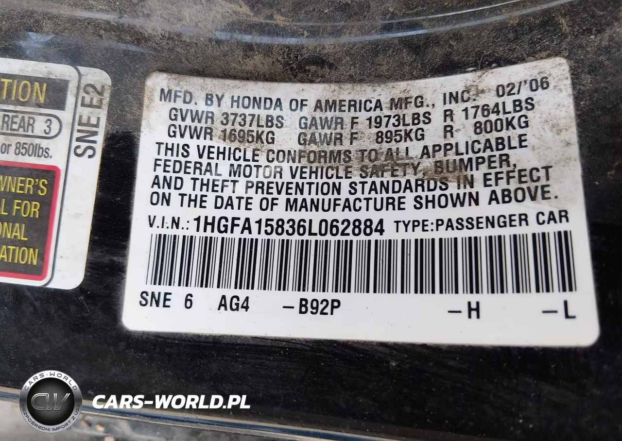 2006 Honda Civic Ex VIN:1HGFA15836L062884 - 9