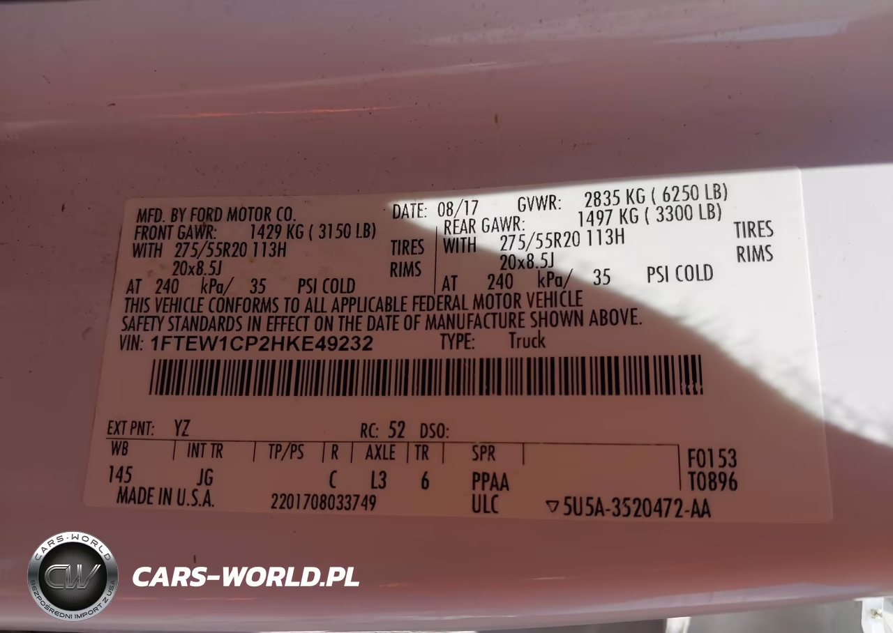 2017 Ford F-150 Xl VIN:1FTEW1CP2HKE49232 - 9