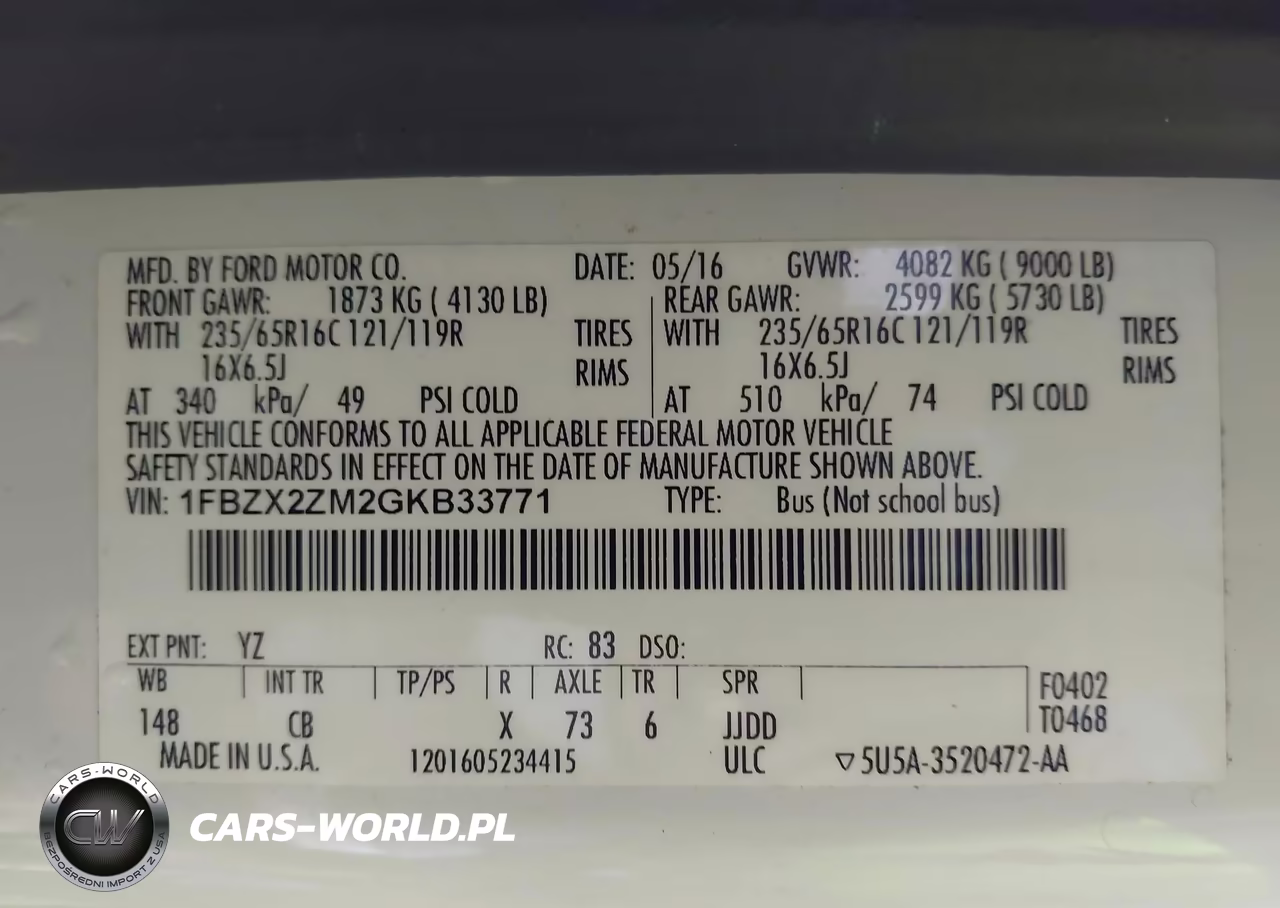 2016 Ford Transit-350 Xl VIN:1FBZX2ZM2GKB33771 - 9