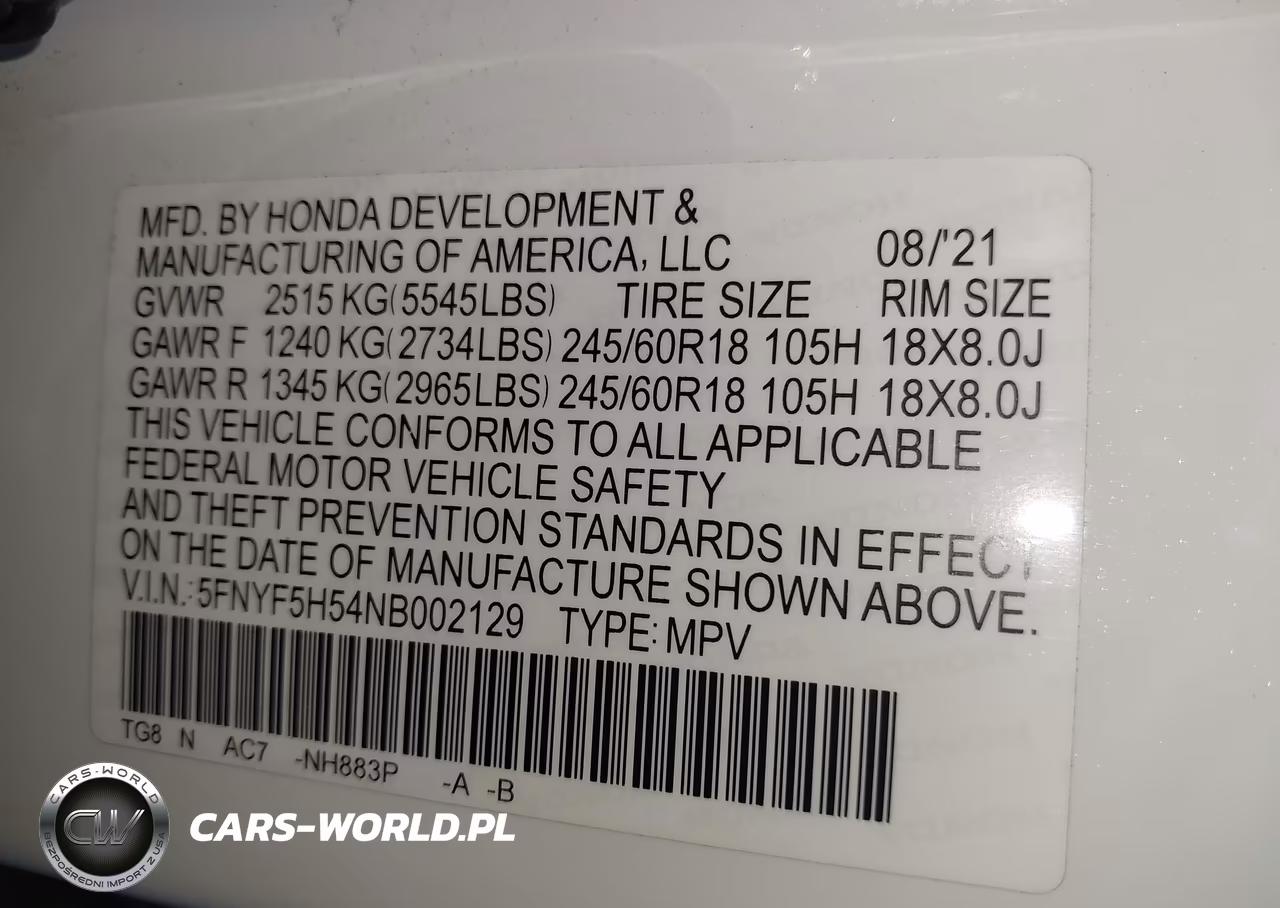 2022 Honda Pilot 2Wd Ex-L VIN:5FNYF5H54NB002129 - 9