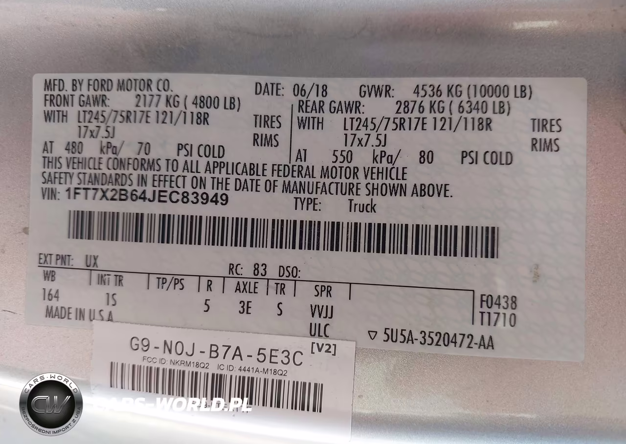2018 Ford F-250 Xl VIN:1FT7X2B64JEC83949 - 9