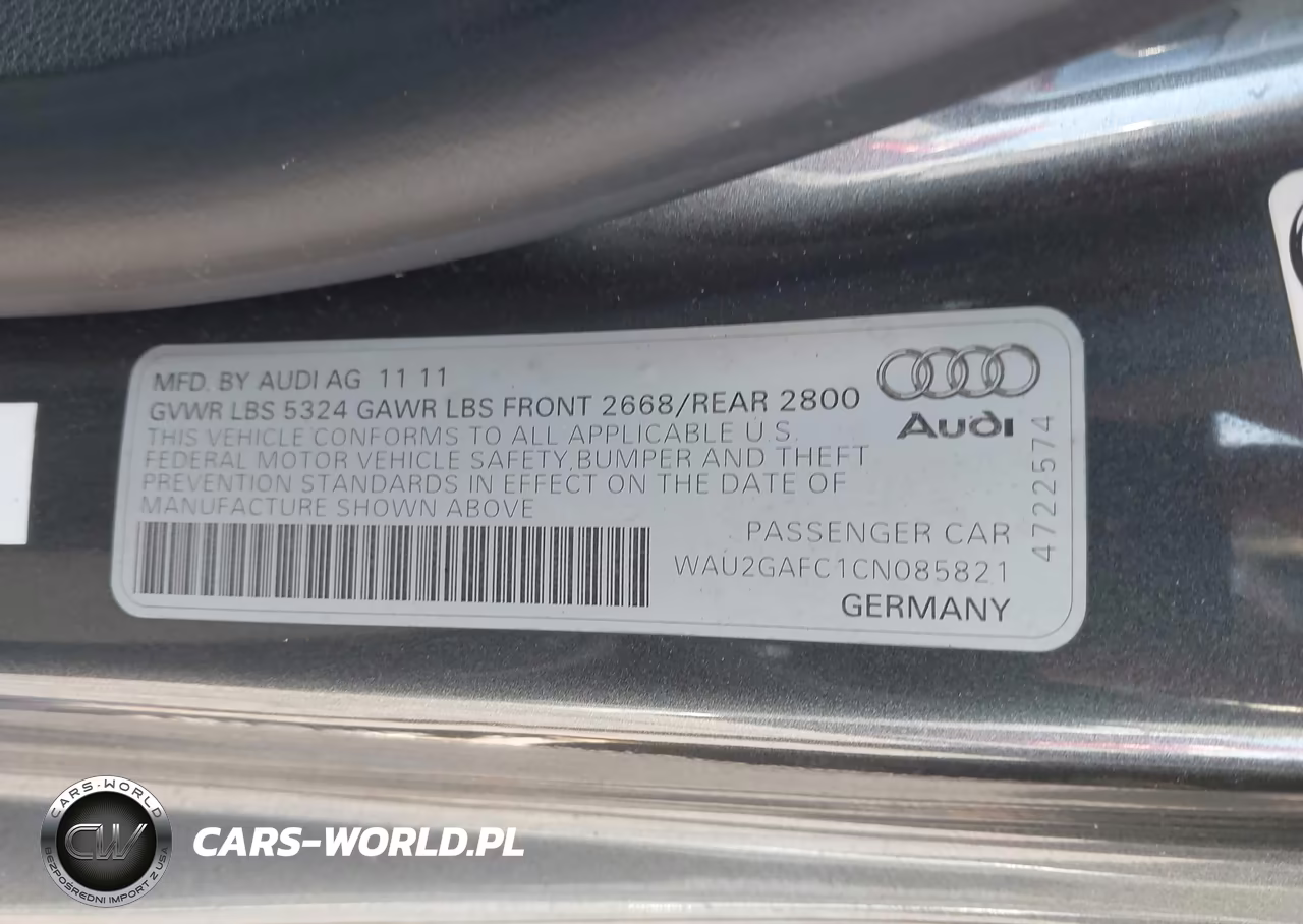 2012 Audi A7 3.0 Prestige VIN:WAU2GAFC1CN085821 - 9