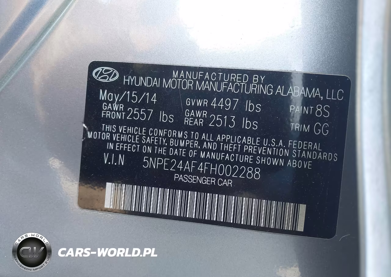 2015 Hyundai Sonata Se VIN:5NPE24AF4FH002288 - 9