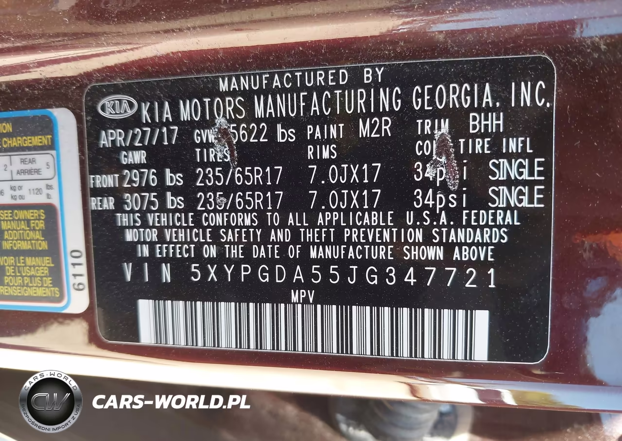 2018 Kia Sorento 3.3L Lx VIN:5XYPGDA55JG347721 - 9