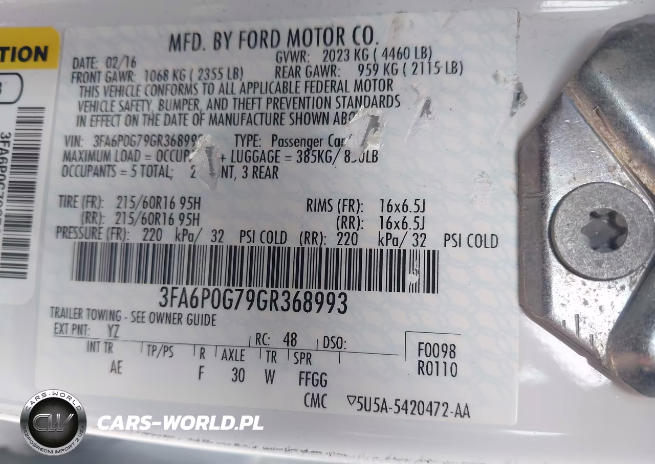 2016 Ford Fusion S VIN:3FA6P0G79GR368993 - 9