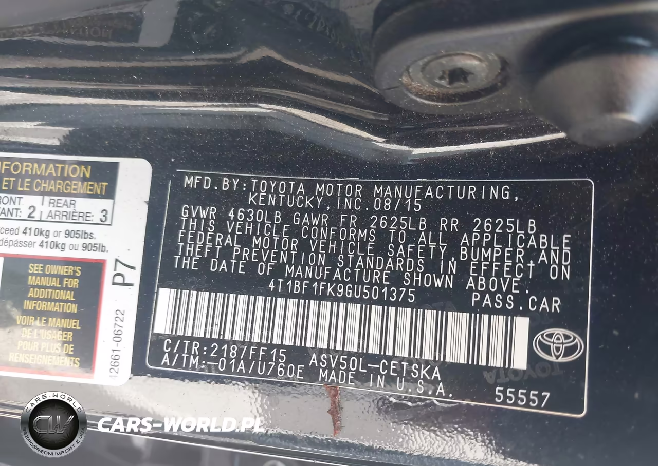 2016 Toyota Camry Se VIN:4T1BF1FK9GU501375 - 9