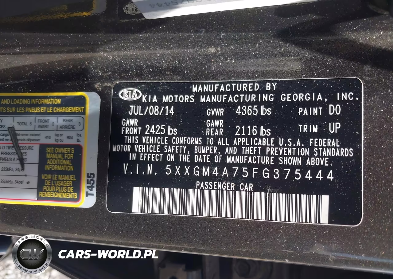 2015 Kia Optima Lx VIN:5XXGM4A75FG375444 - 9