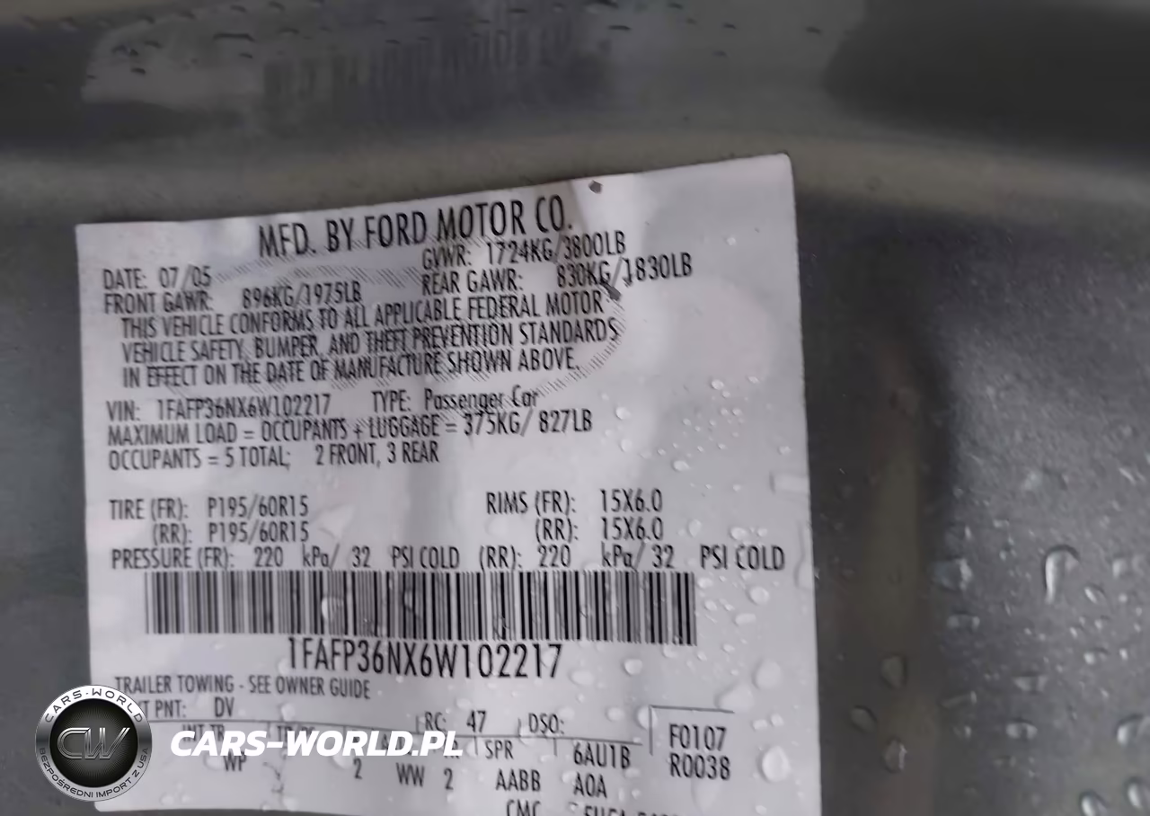 2006 Ford Focus Zxw VIN:1FAFP36NX6W102217 - 9