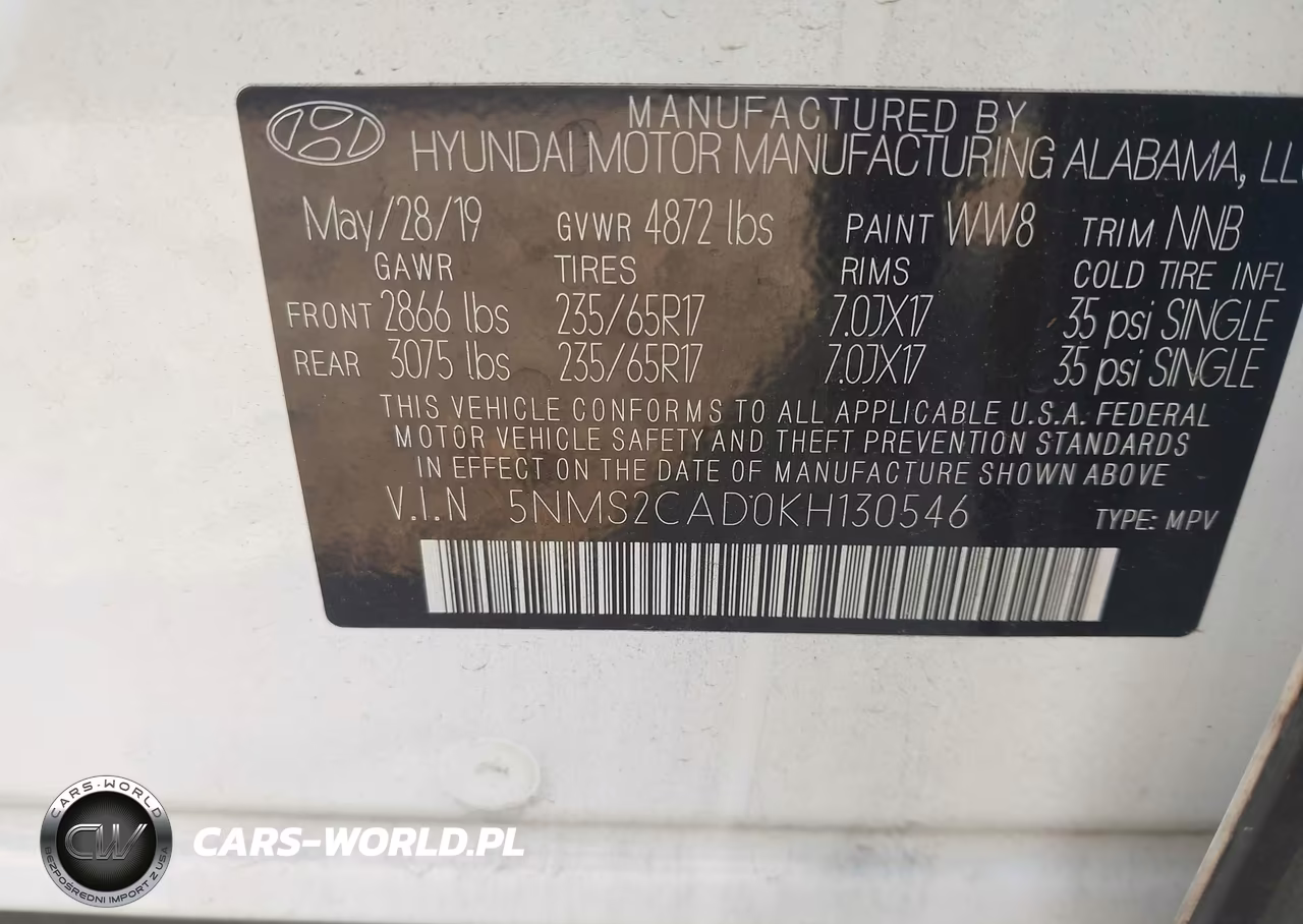 2019 Hyundai Santa Fe Se VIN:5NMS2CAD0KH130546 - 9