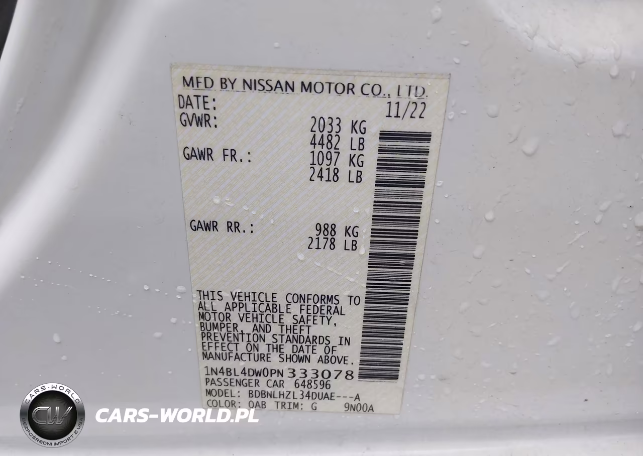 2023 Nissan Altima Sv Intelligent Awd VIN:1N4BL4DW0PN333078 - 9