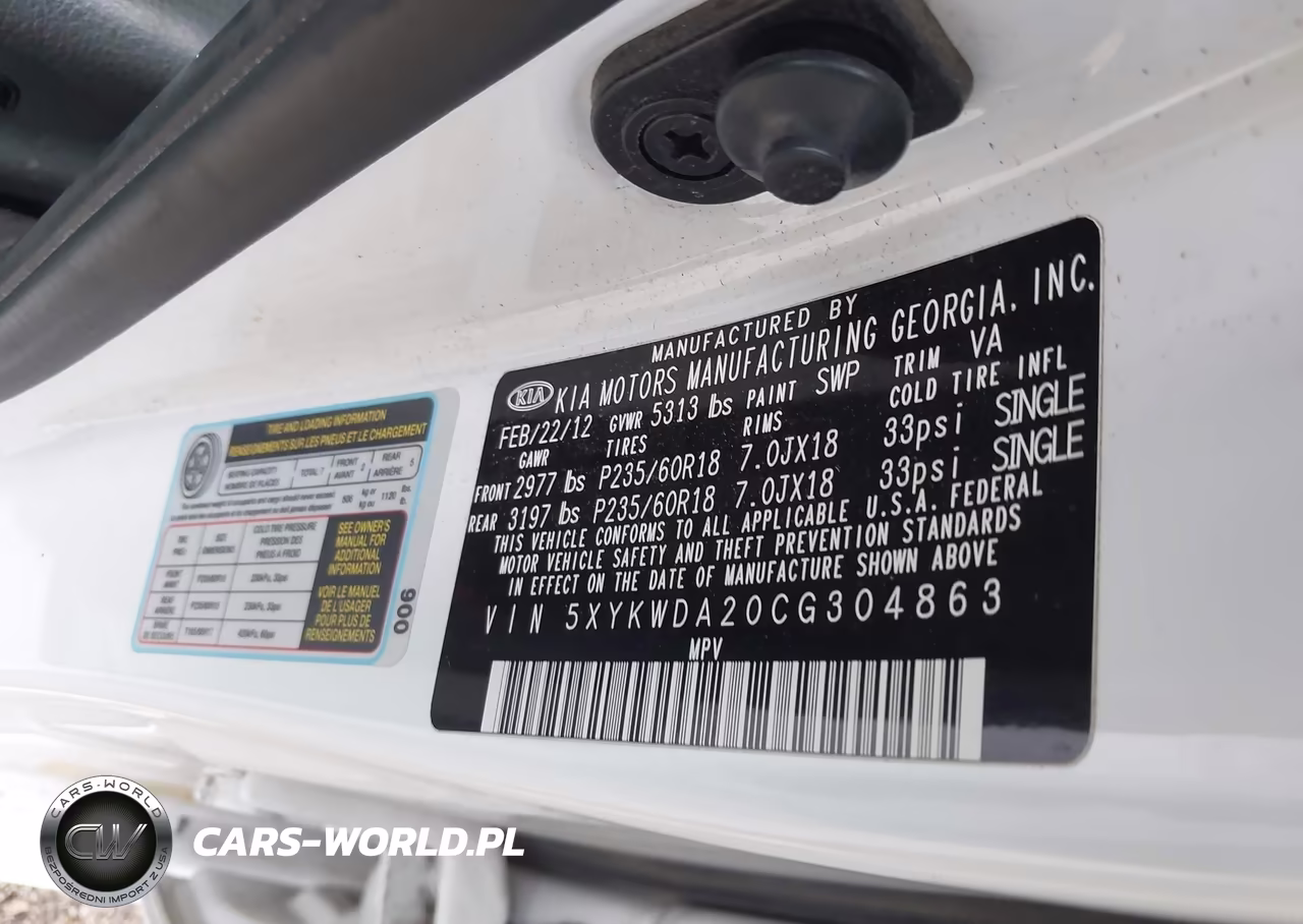 2012 Kia Sorento Sx V6 VIN:5XYKWDA20CG304863 - 9