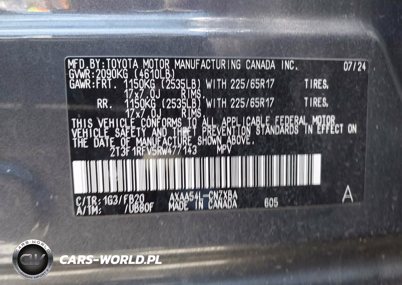 2024 Toyota Rav4 Le VIN:2T3F1RFV5RW477143 - 9