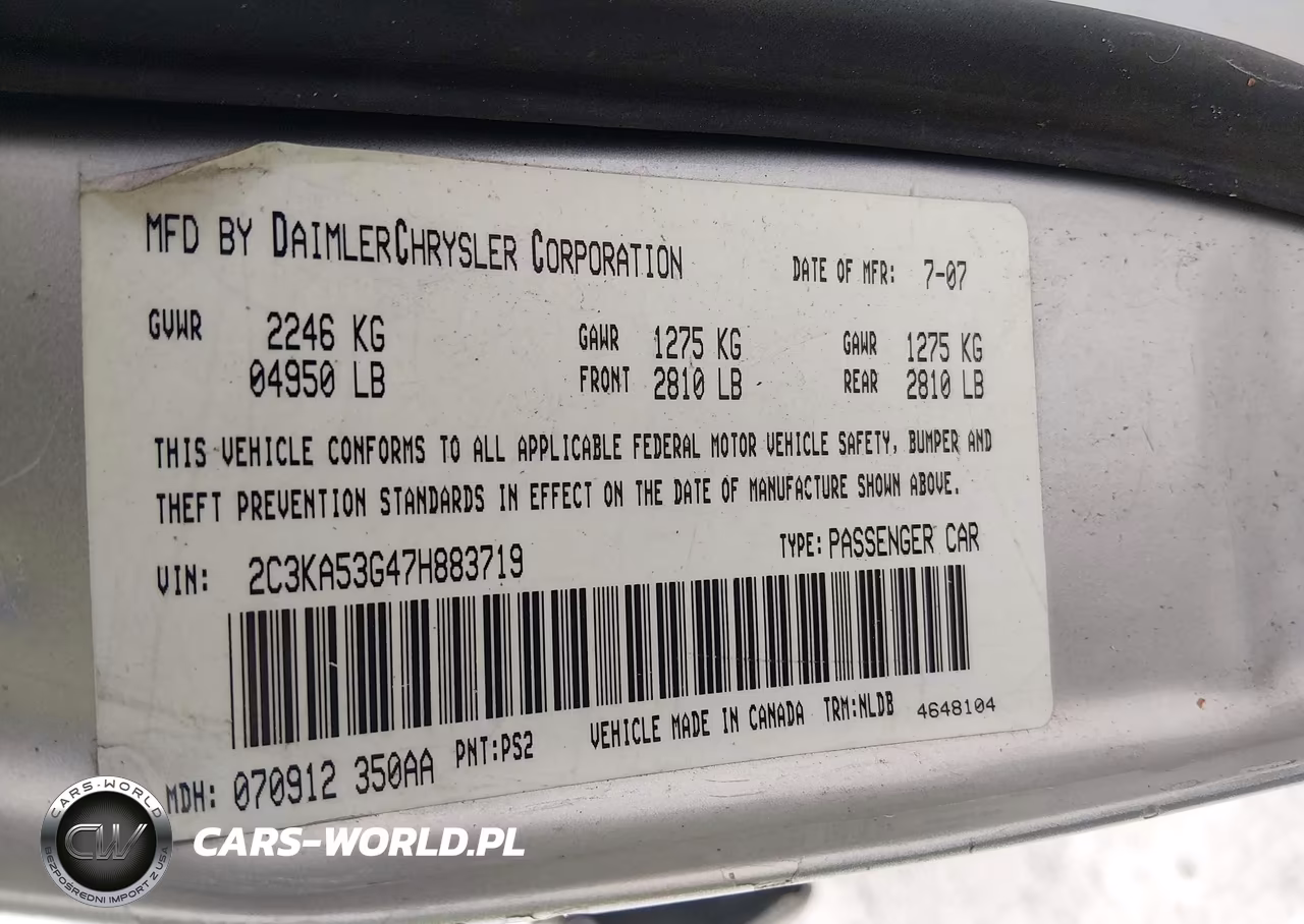 2007 Chrysler 300 Touring VIN:2C3KA53G47H883719 - 9