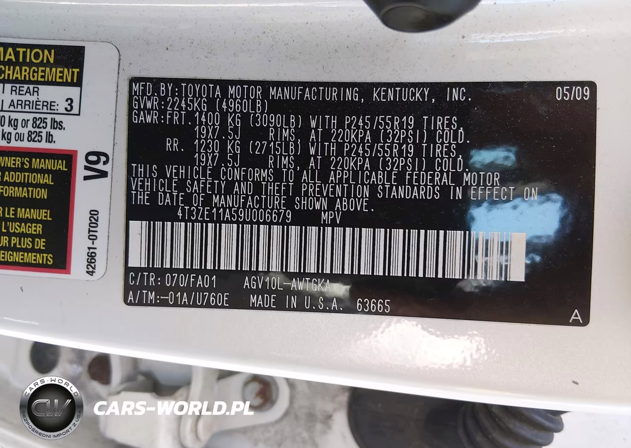 2009 Toyota Venza VIN:4T3ZE11A59U006679 - 9