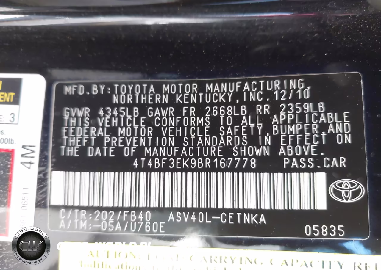 2011 Toyota Camry Le VIN:4T4BF3EK9BR167778 - 9