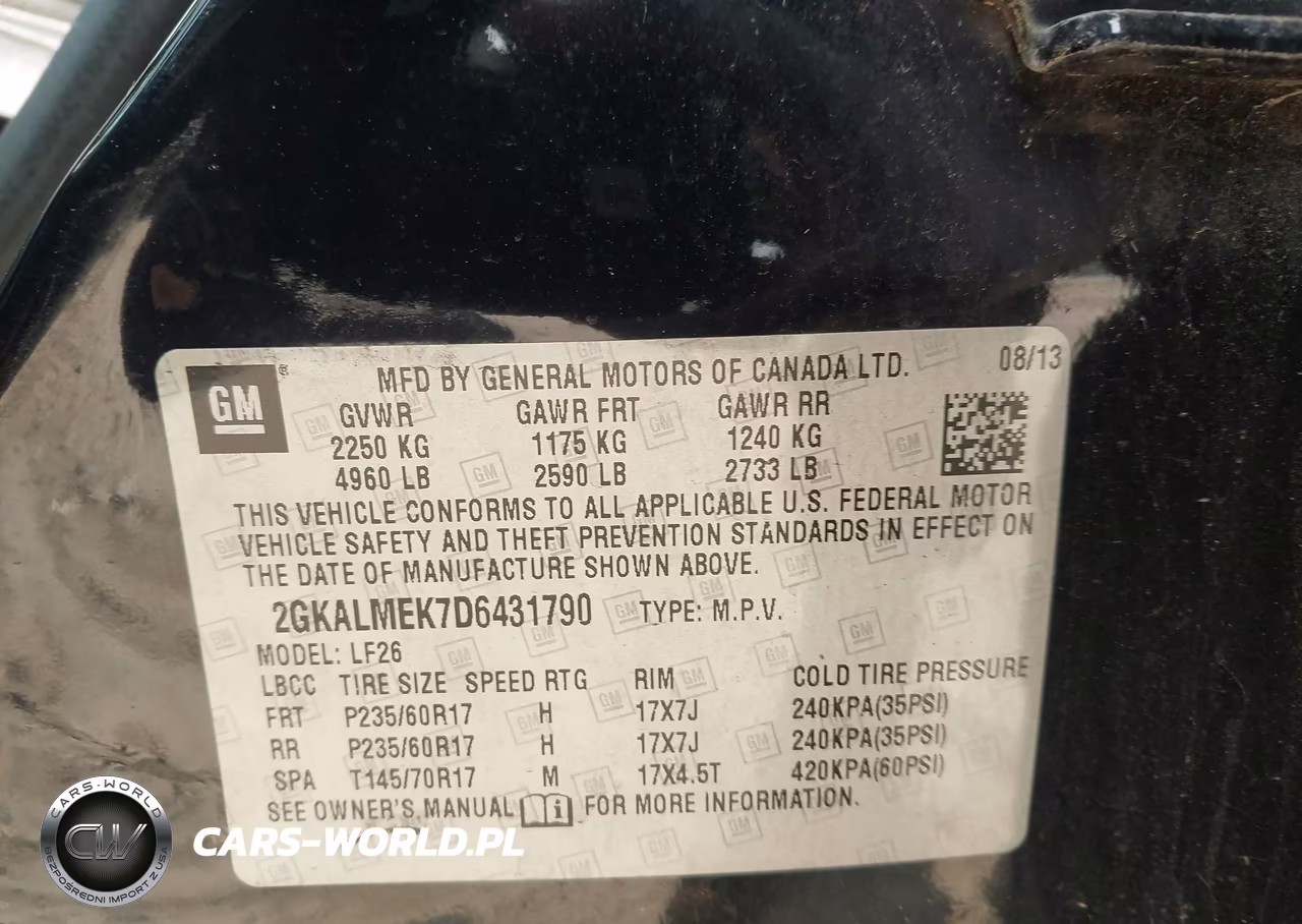 2013 GMC Terrain Sle-1 VIN:2GKALMEK7D6431790 - 9