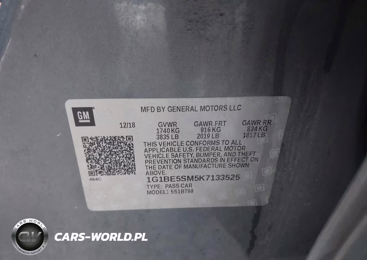 2019 Chevrolet Cruze Lt VIN:1G1BE5SM5K7133525 - 9