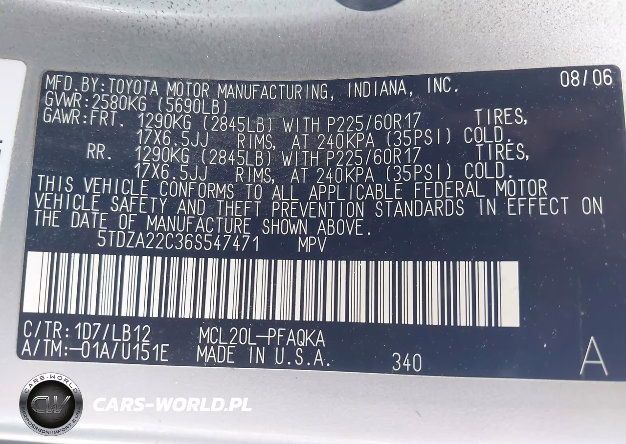 2006 Toyota Sienna Xle VIN:5TDZA22C36S547471 - 9