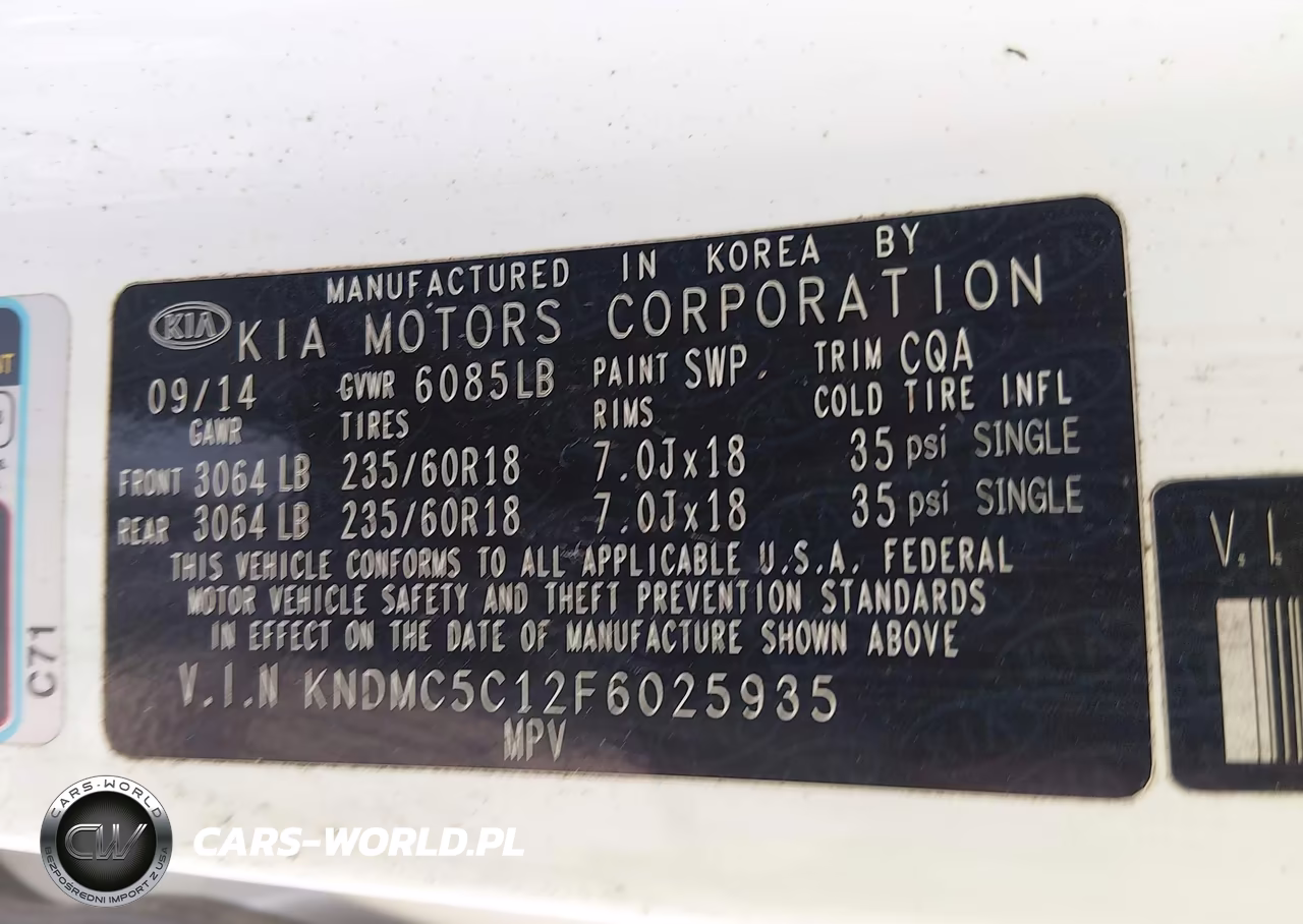 2015 Kia Sedona Ex VIN:KNDMC5C12F6025935 - 9