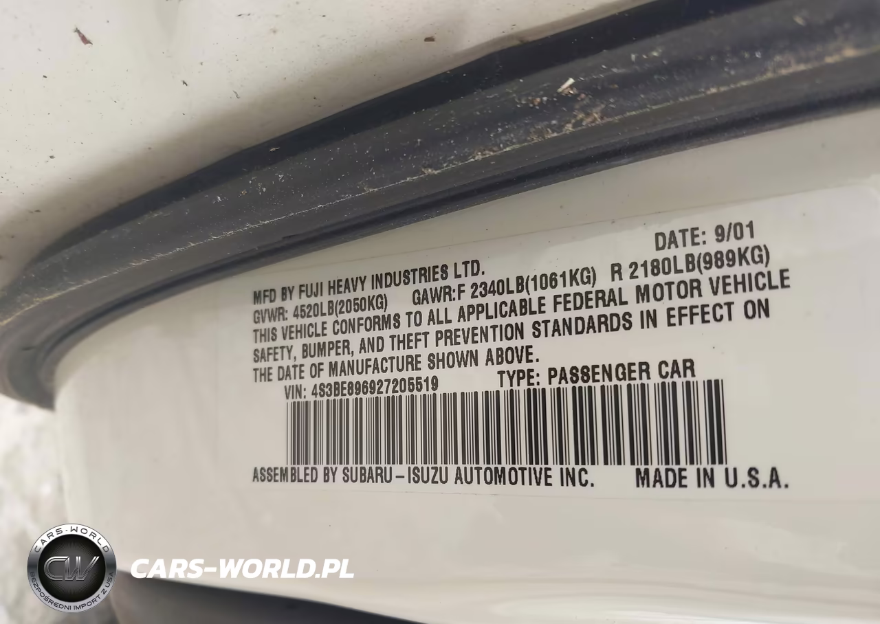 2002 Subaru Outback H6-3.0-H6-3.0 Vdc VIN:4S3BE896927205519 - 9
