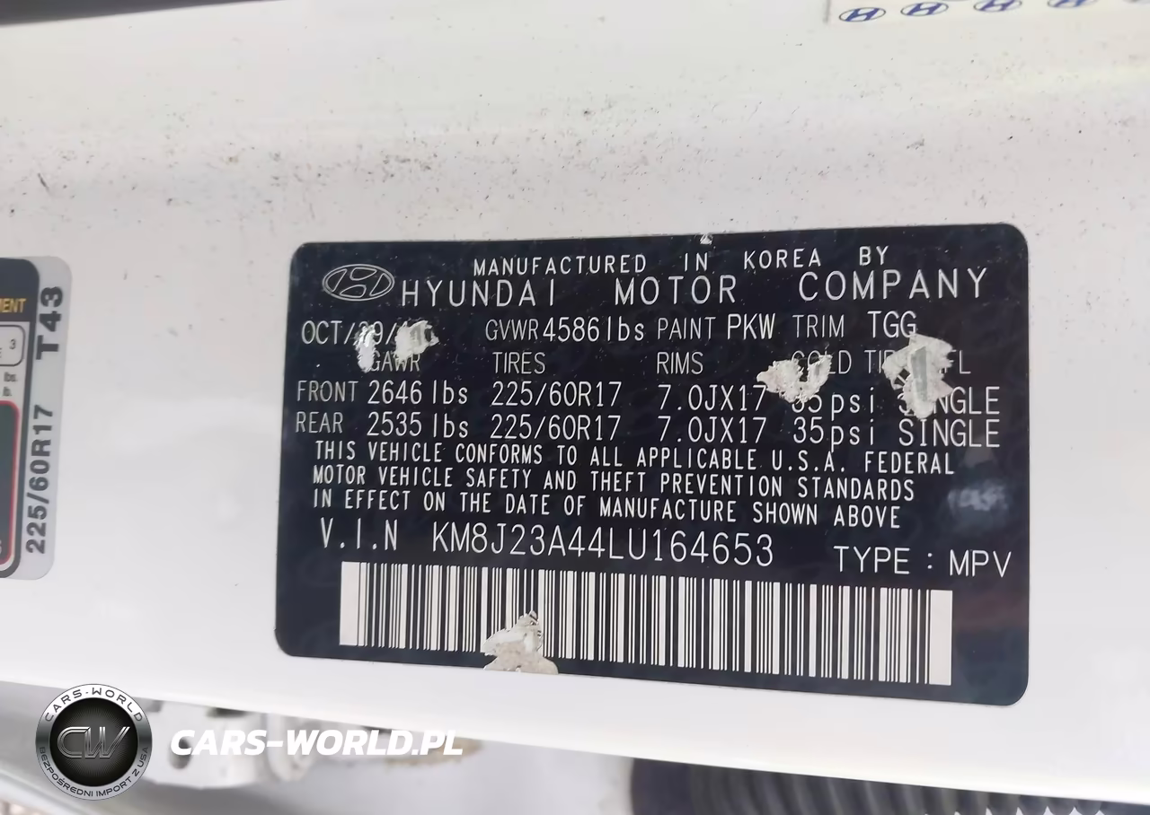 2020 Hyundai Tucson Se VIN:KM8J23A44LU164653 - 9