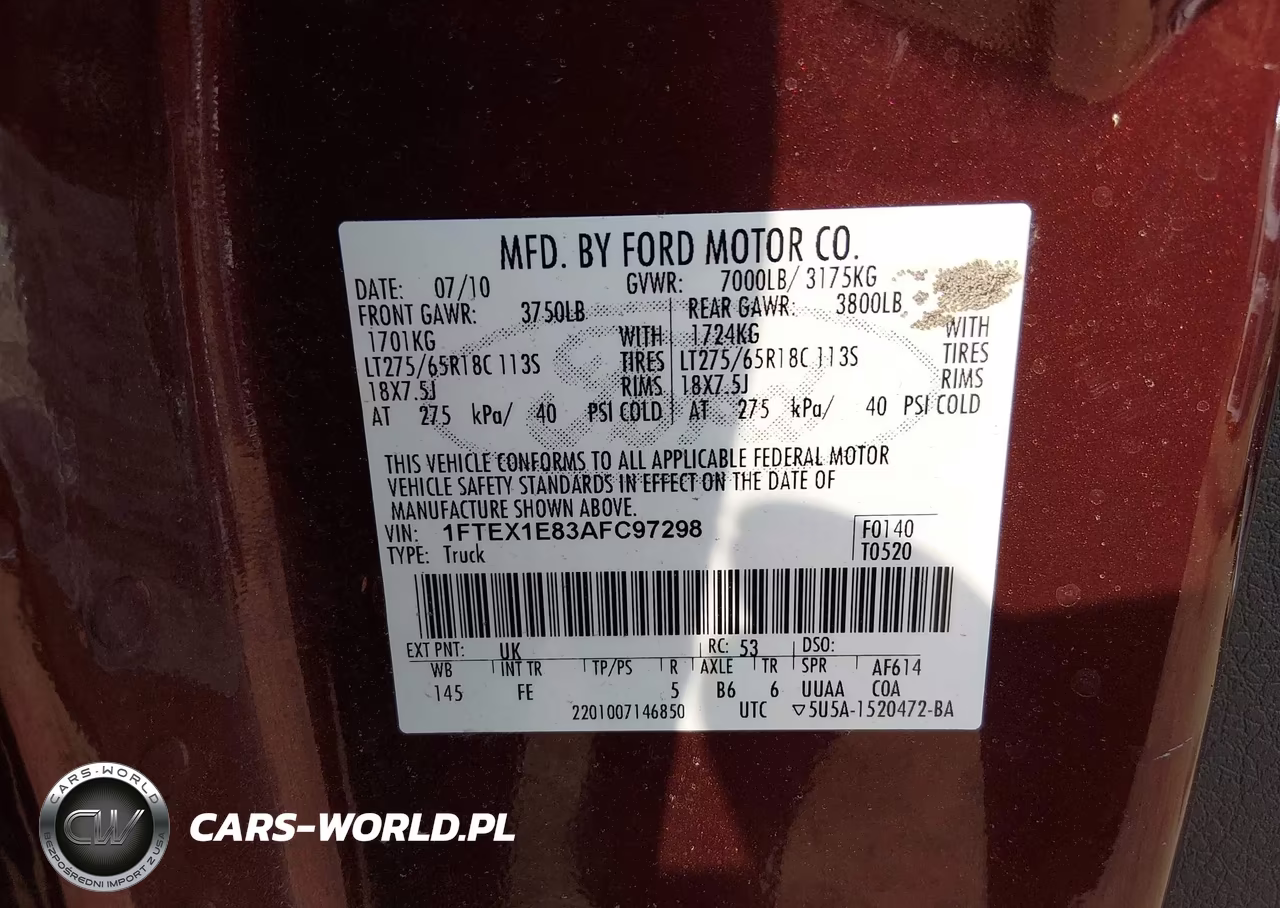 2010 Ford F-150 Stx-Xl-Xlt VIN:1FTEX1E83AFC97298 - 9
